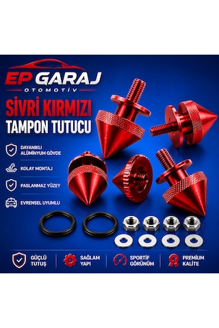 Üniversal Bütün Araçlara Uyumlu Sivri Kırmızı Tampon Tutucu Sportif Ve Güçlü Görünüm 1