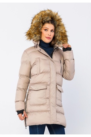 Cekmon Kadın Regular Fit Astarlı Çok Cepli Kapuşonu Çıkan Rahat Mont 001