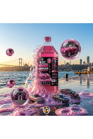 Akgüneş Motogaraj Konsantre Pembe Oto Şampuanı 2 Litre - 1/10 Sulandırılabilir Yüksek Köpüklü Araç Yıkama Cilası Yerli Üretim