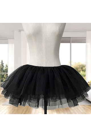 Fastbuy Sunték Kadın Tül Etek Çembersiz Bale Dansı Gelinlik Elbisesi Siyah Moda Güzellik Siyah