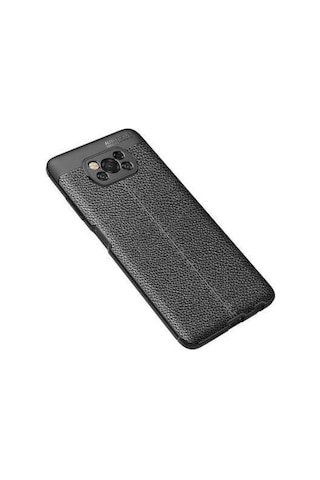 Xiaomi Poco X3 Kilif Kamera Korumali Deri Görünümlü Silikon Kilif 566573702