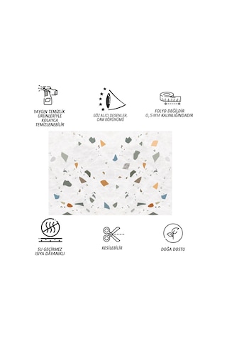 Tink Kendinden Yapışkanlı Terazzo Desenli Pvc Panel 41x62 Cm