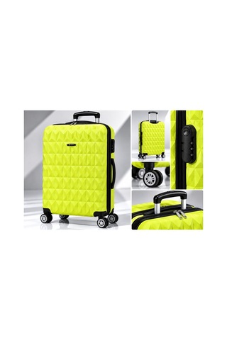Modafocus Büyük Boy Çizgili Valiz - Lime Lime