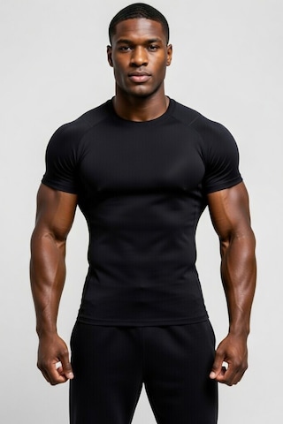 Premium Siyah Kısa Kol Compression Erkek T-shirt Spor Gym Fitness Boks Kickboks Tişört Siyah
