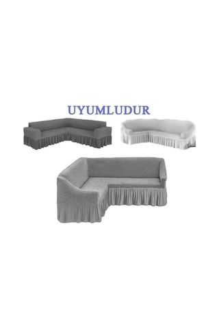 Bürümcük Köşe Koltuk, Kanepe Örtüsü, Koltuk Kılıfı, Eteli Gri Gri
