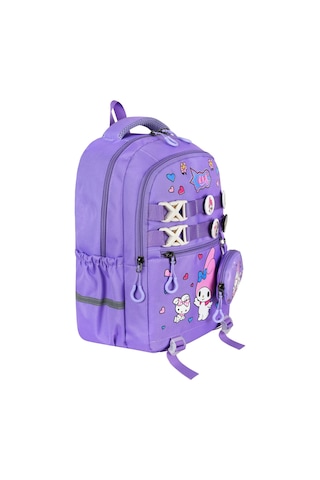 My Melody Baskılı Aksesuarlı Ortopedik Su Geçirmez Ultra Lüx Okul Çantası Termal Beslenme Ve Kalemlik Mor