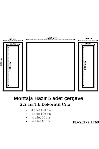 Montaja Hazır 5 Adet Çerçeve 2,5 Cm'lik Pd-set-5: 1760