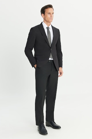 AC&Co / Altınyıldız Classics Erkek Sıyah Ekstra Slim Fit Dar Kesim Kırlangıç Yaka Takım Elbise Siyah