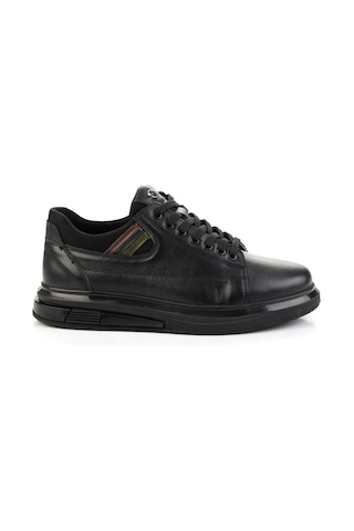 Siyah Hakiki Deri Erkek Sneaker E01398142843 Siyah