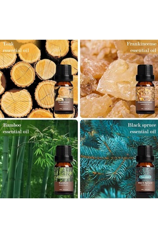 Salking Odunsu Uçucu Yağ Seti 12x10ml, Aroma Terapisi, Doğal Koku Yağları