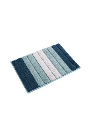 Mavi Mengnı Kaymaz Banyo Paspası Zeminde Basit Çizgili Emici Halı Banyo Halı Paspaslar Mutfak Banyo Aksesuarları İçin 45cm 65cm Mavi