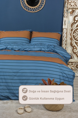 Elart Arden Nevresim Takımı Çift Kişilik %100 Pamuk Ranforce Lastikli Çarşaf 200x220 Cm Renkli