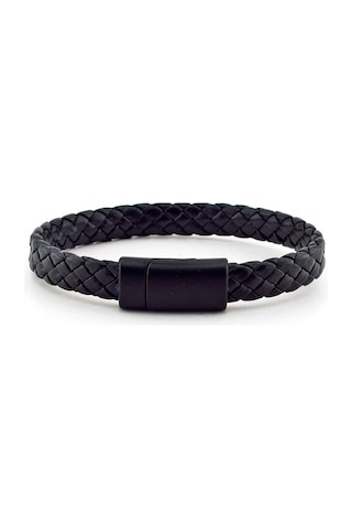 Siyah Metal Miknatisli Örgü Deri Erkek Bileklik Bt339 Çok Renkli