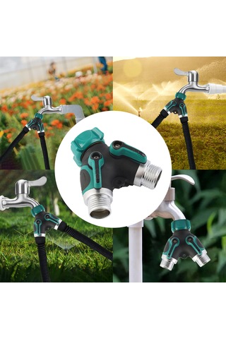Yaozixa Bahçe Sulama İki Yollu Vana Ayırıcı, Bakır Ve Çinko Alaşımlı, Bağımsız Kontrol Valfleri, 360 Dönebilen Su Kaynağı Bölücü