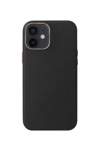 Apple Uyumlu iPhone 12 Kılıf Zore Leathersafe Wireless Kapak Siyah