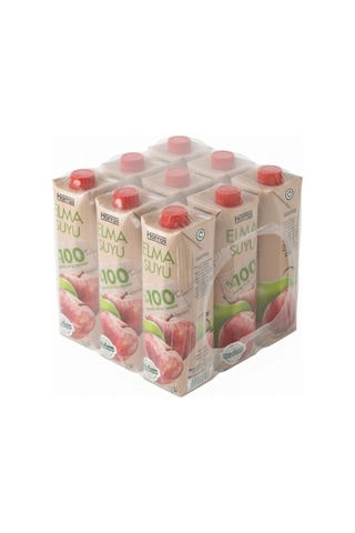 %100 Elma Suyu 9 X 1 Litre Katkısız Gerçek Meyve Suyu Alerjen Içermez