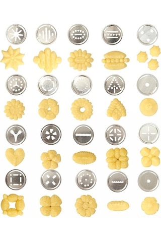 Qingmipy 25 Parça Alüminyum Kurabiye Presi, Çoklu Desen Kurabiye Yapma Makinesi, 20 Kalıp + 4 Uçlu Mutfak Dekorasyon Seti Diğer