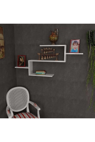 Dekorister Twist Duvar Rafı Beyaz