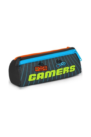 Coral High Kıids Gri Turuncu Gamer Desenli Üç Bölmeli Kalem Çantası 22046