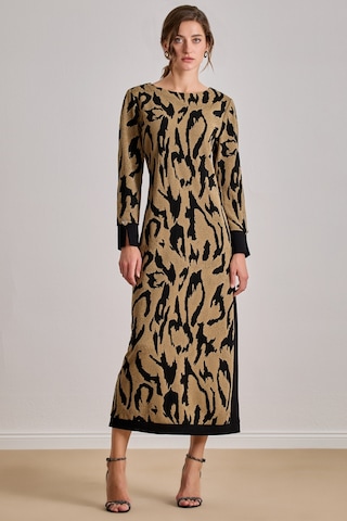 Maxi Çok Renkli Jakarlı Elbise Çok Renkli