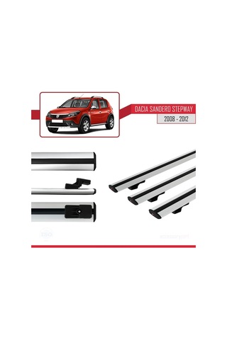 Dacia Sandero Stepway 2008-2012 Arası İle Uyumlu Basic Model Ara Atkı Tavan Barı Gri 3 Adet