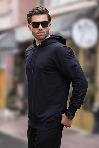 Madmext Lacivert Kapüşonlu Erkek Sweatshirt 7069 Lacivert