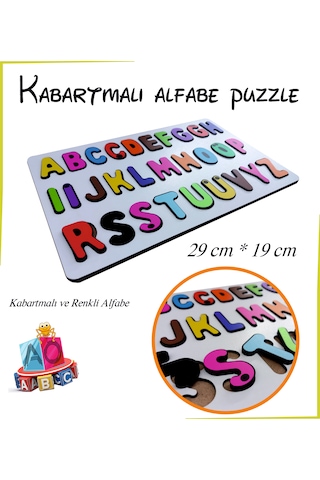 Kabartmalı Ahşap Alfabe Puzzle