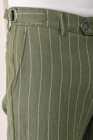 Efor Comfort Fit Yandan Tokalı Çizgili Keten Casual Haki Pantolon P 1151 Haki