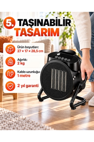 Ventus Ss20 3000w Dijital Ekran Uzaktan Kumandalı Elektrikli Fanlı Isıtıcı