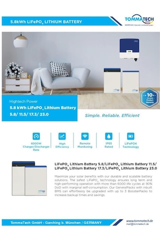 Tommatech Hightech Power Boosterpack 5.8kwh Lityum Batarya Btry-tt-hp-04-5.8-bp