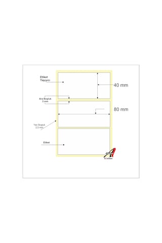 A1 Kuşe 40 X 80 MM Kuşe Barkod Etiketi Sarım 1000'li 10 Rulo