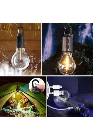 Şarj Olabilen 3 Farklı Mod Led'li Kendiliğinden Asma Kancalı Kamp,dış Cephe Lambası