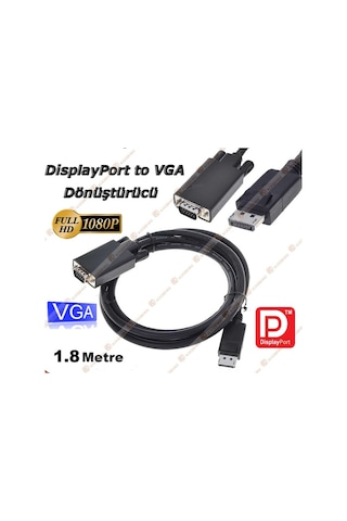 Displayport To Vga Display Port Vga Kablo 1.8M