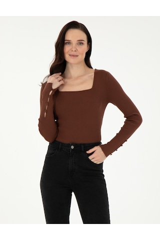 Pierre Cardin Kadın Kahverengi Kazak /triko 50297478-vr029 Kahverengi