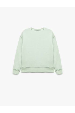 Koton Uzun Kollu Bisiklet Yaka Pamuklu Kelebek Baskılı Sweatshirt Yeşil 6wkg10106ak Yeşil
