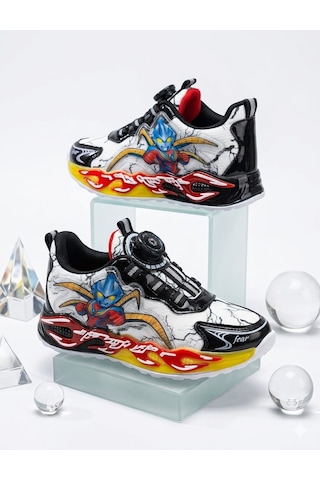 Mcdark Çocuk Otomatik Bağcıklı Figürlü Sneaker Ayakkabı-beyaz
