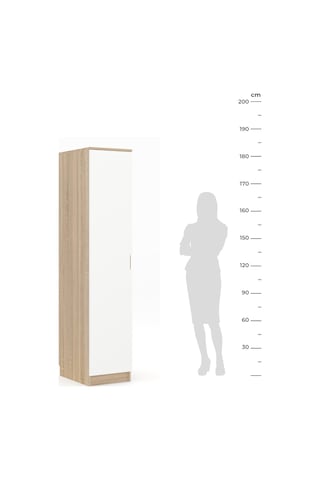 Lento 1 Kapaklı 5 Raflı Gardırop Beyaz Meşe Beyaz Meşe