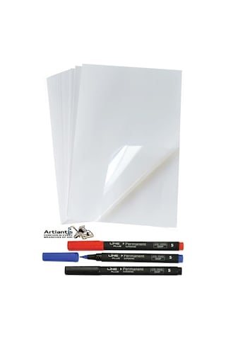 Asetat Kağıdı 25 Adet Pvc Ve Asetat Kalemi S Siyah Mavi Kırmızı 1 Paket Fotokopi Asetatı Şeffaf Transparan 100 Mikron Diğer