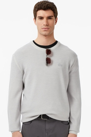 Lacoste Erkek Classic Fit Piramit Örgü %100 Yün Kazak Gri Gri