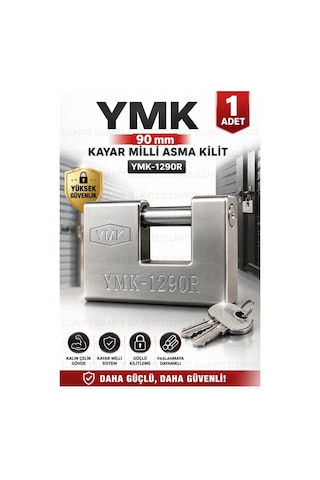 Kayar Milli Asma Kilit Ymk-1290r Kalın Çelik Gövde Yüksek Güvenlikli Paslanmaya Dayanıklı 3 Anahtarl