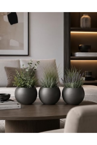 Tr Zevli Japandi Tarzı Modern Küre Saksı 3'lü Set - Su Sızdırmaz Dekoratif Salon Ve Balkon Saksısı Hediyelik Ç Diğer 60581162