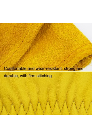 1 Pair Jj-gd305 Genuine Leather Stab-resistant Cut-proof Garden Gloves, Size: M, Size:m