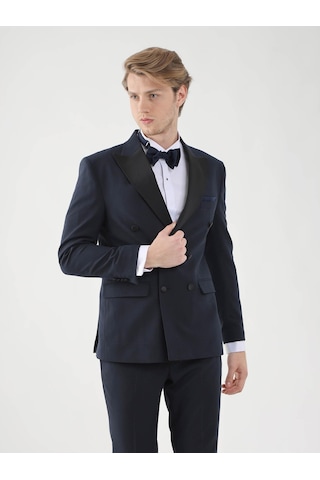 Dufy Lacivert Erkek Slim Fit Sivri Yaka Smokin Takım - 92385 Lacivert