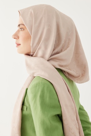 Mirsoy Scarf Mc Desen Parlak Jakar Şal - Krem Krem