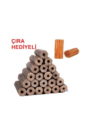 Briket Şömine Odunu 5 Kg Çıra Hediyeli