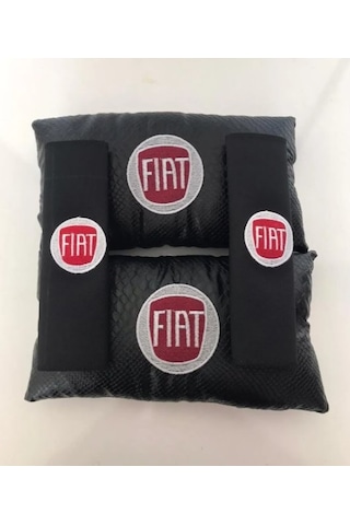 Fiat Nakışlı Egea Linea Deri 1 Çift Boyun Yastık Ve 1 Çift Kemer Diğer