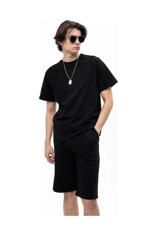 Tımına Pamuklu Spor Şort Ve Tişö 155815767 Siyah