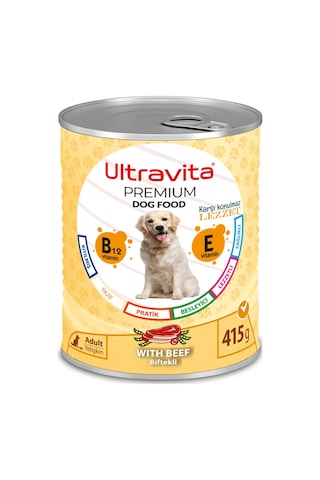 Ultravita Premium Yüksek Proteinli Sığır Etli Konserve Köpek Maması 12 x 415 G
