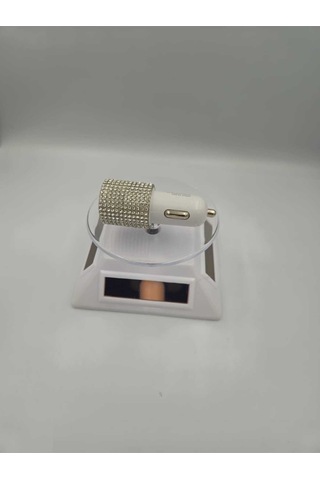 Gümüş Taşlı Araç Çakmaklık Şarj Çift Çıkışlı A Kalite