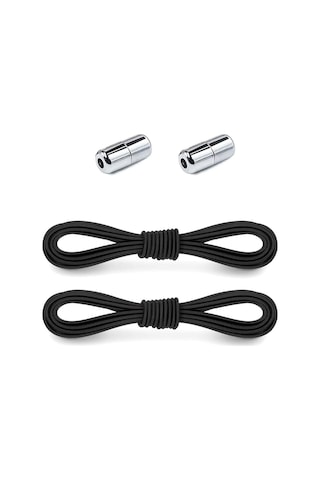 Ayarlanabilir 1 Çift Siyah Vidalı Kapsül Uçlu Yuvarlak Lastik Pratik Bağcık Siyah